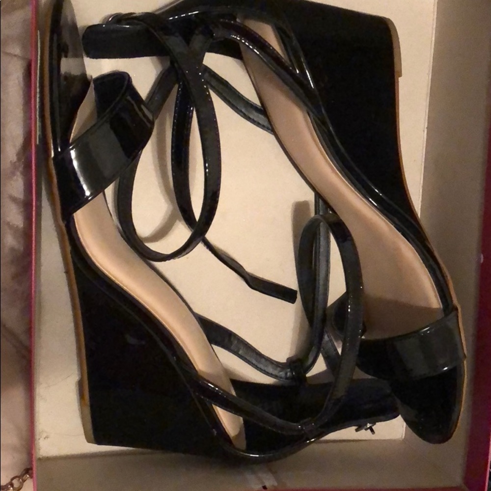 Patent leather wedges